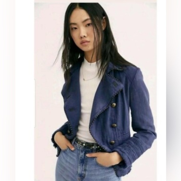 Free People cadet coat sailor military core jacket navy - Picture 1 of 6
